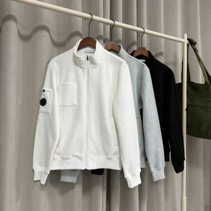 Spring New Style Casual Pure Color Stand Collar Jacket Men's Long Sleeve Zipper Closure Comfortable Cotton Sweatshirt