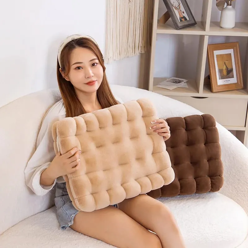 New Simulation Little Biscuits Doll Cushion Stuffed Round Cookie Plush Toys Creative Soft Pillow Chair Car Seat for Kid Gifts