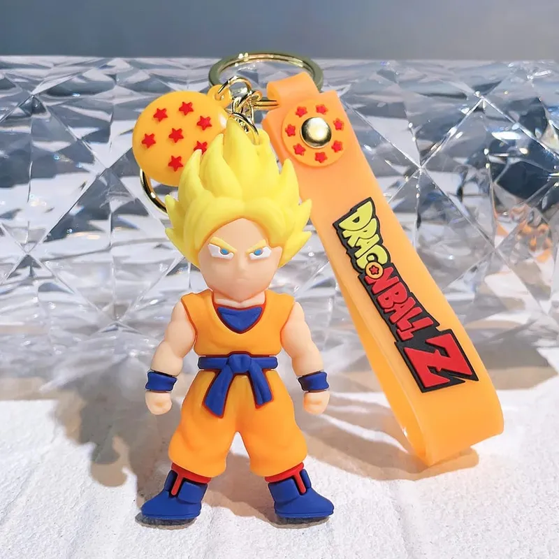 Anime Dragon Ball Keychain PVC Cartoon Cartoon Figure Trunks Son Goku Piccolo Buu Vegeta Figures Key Chain Keyring Bag Decor