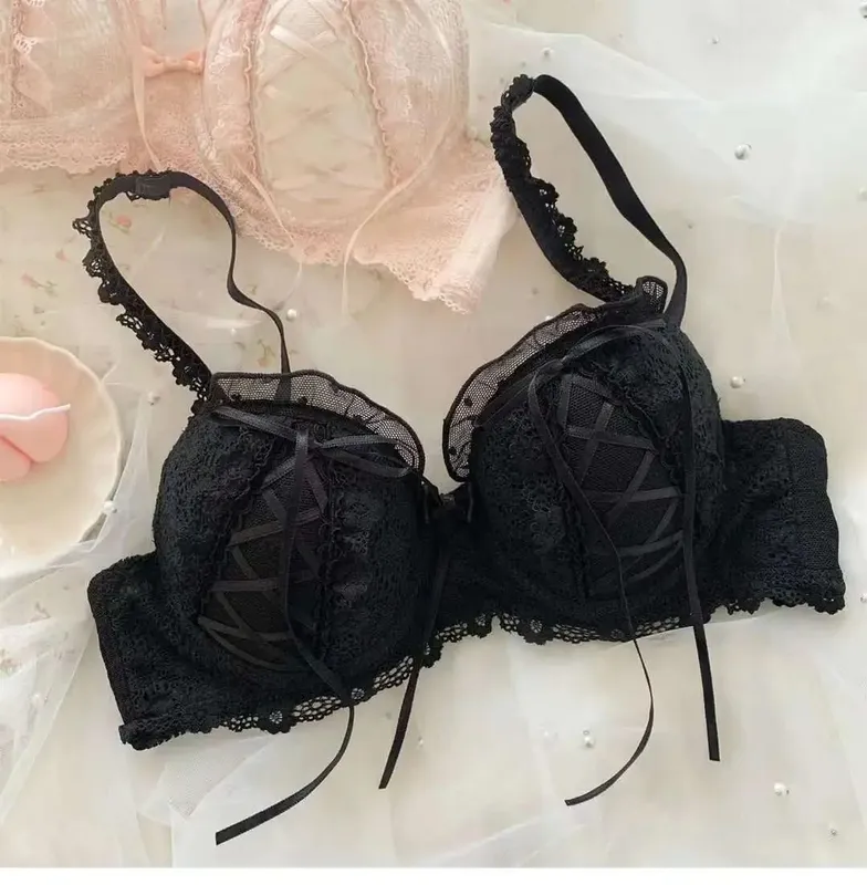Japanese sweet pure wind lace underwear female small chest gathering anti-sag new girl Lolita bra set