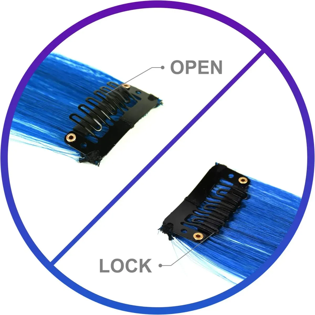 5Pcs Colored Synthetic Hair Extensions Rainbow Party Highlights Clip in Hair Extension for Christmas Girl Women Gift — image 2