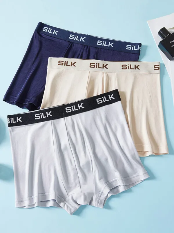SuyaDream MEN Boxer Shorts 100%Natural Silk Healthy Solid Panties Natural Fabric Underwear