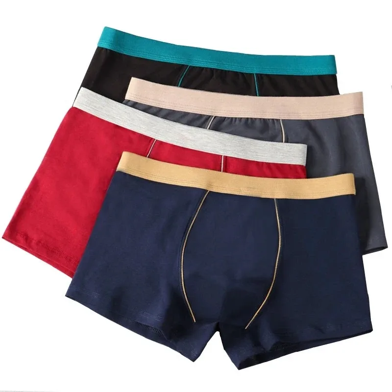Large Size Seamless Underwear Men Solid Cotton Boxer Shorts Men's Panties Breathable Boxers Mens Pack Underpants Man