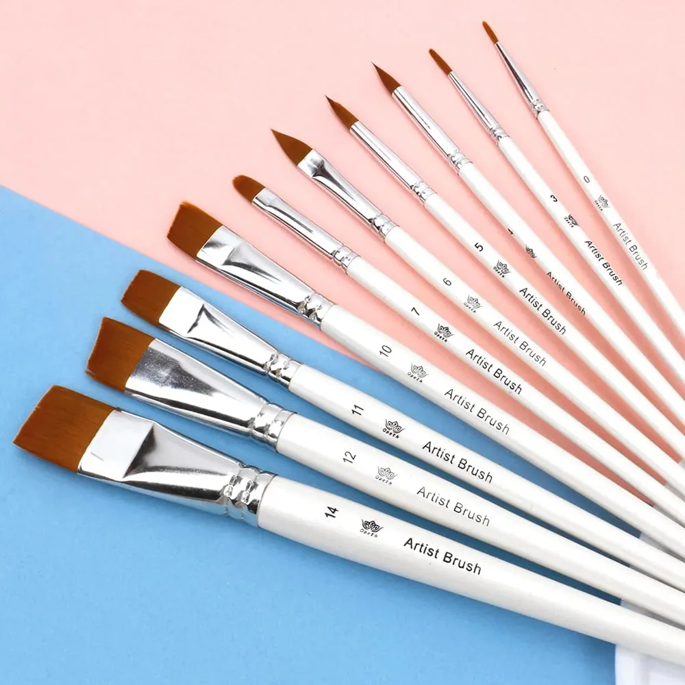 10pcs Professional Face Painting Brushes Set Nylon Bristles for Stage Makeup Petal Dome Tips Art Makeup Tool