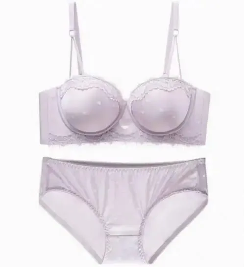 Set Celana Dalam Bra Renda Hati Manis Kawaii Koleksi Samping Payudara Kecil Push Up Pakaian Dalam Wanita Nyaman Anti Kendur Lingerie Ukuran 32-38 — image 12