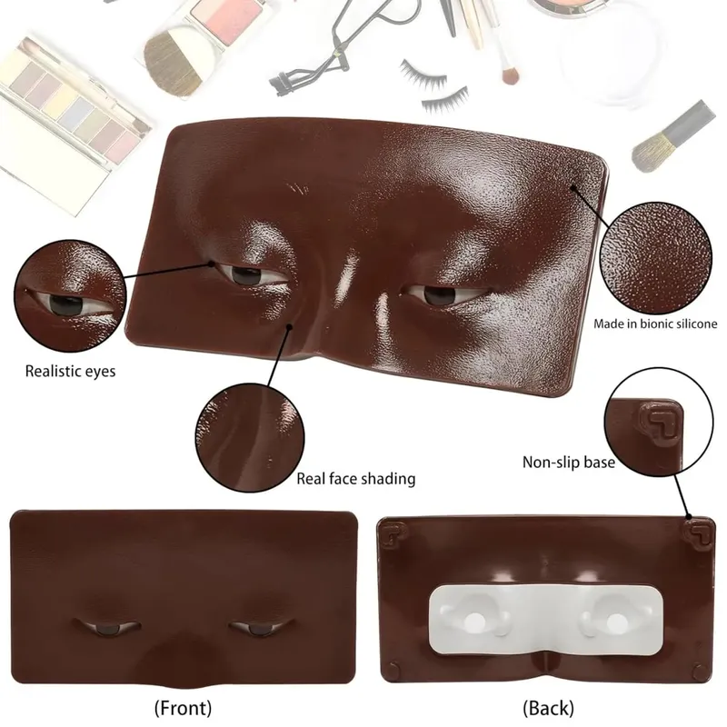 Wheat Silicone Makeup Practice Board with Pearl Stickers and Brushes - Suitable for Makeup Artists and Beginners — image 7
