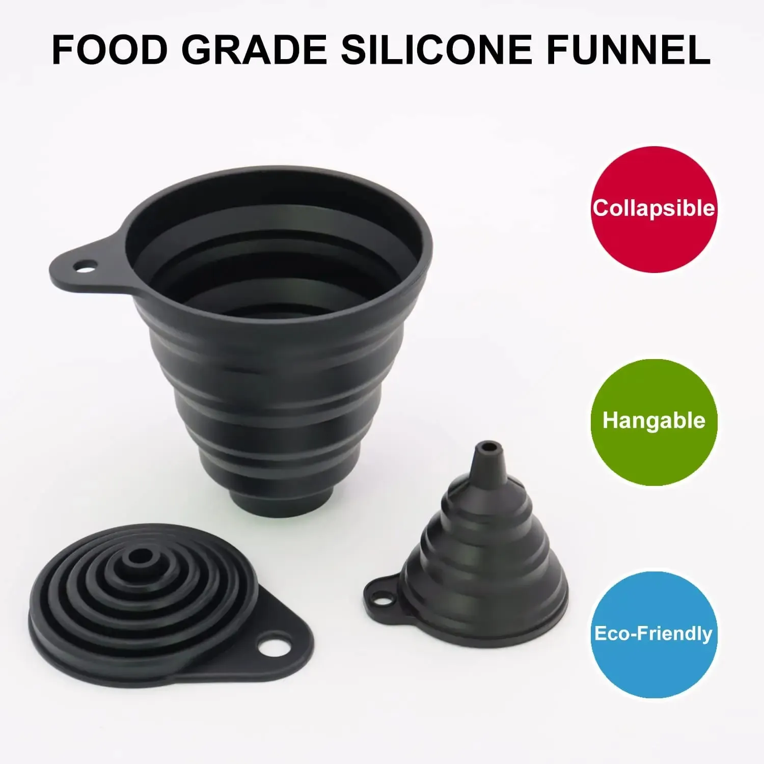 Silicone Funnels For Kitchen Use Filling Bottles Liquid Powder Transfer (3 Pcs ) 1 Mini/1 Small/1 Wide Mouth Funnel Set