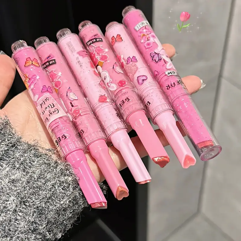 Gege Bear Garden Pink Rabbit Jelly Lip Gloss Solid Lip Glaze Mirror Glass Water Light Heart Shape Lipstick Korean Lip Tint