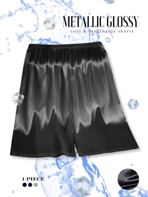 1Pc Semi Sheer hommes sous-vêtements glace soie métallique brillant dormeur pantalon bande élastique conception confortable décontracté vêtements de nuit sexy Shorts