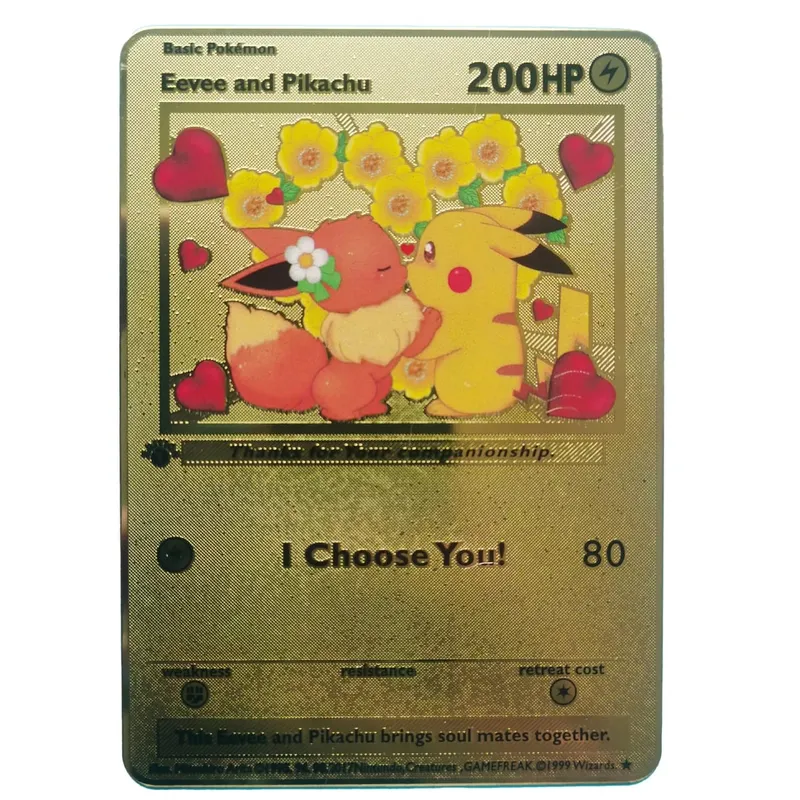 Van Gogh Museum Pokemon English Metal Card Anime Pikachu Charizard Mewtwo Shiny Letters Game Collection Card Kids Toy Gifts