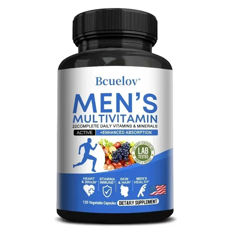 Vitamin tổng hợp hàng ngày cho nam giới – 22 Vitamin & Khoáng chất Bổ sung chế độ ăn thuần chay để tiêu hóa miễn dịch năng lượng Da và sức khỏe tổng thể