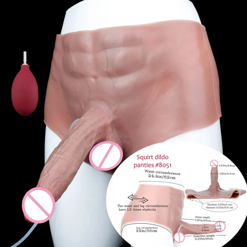 Black Nude Strapon Big Realistic Ejaculation Dildo Silicone Squirting Panties With Simulated Solid Penis Sex Toy For Women — image 32