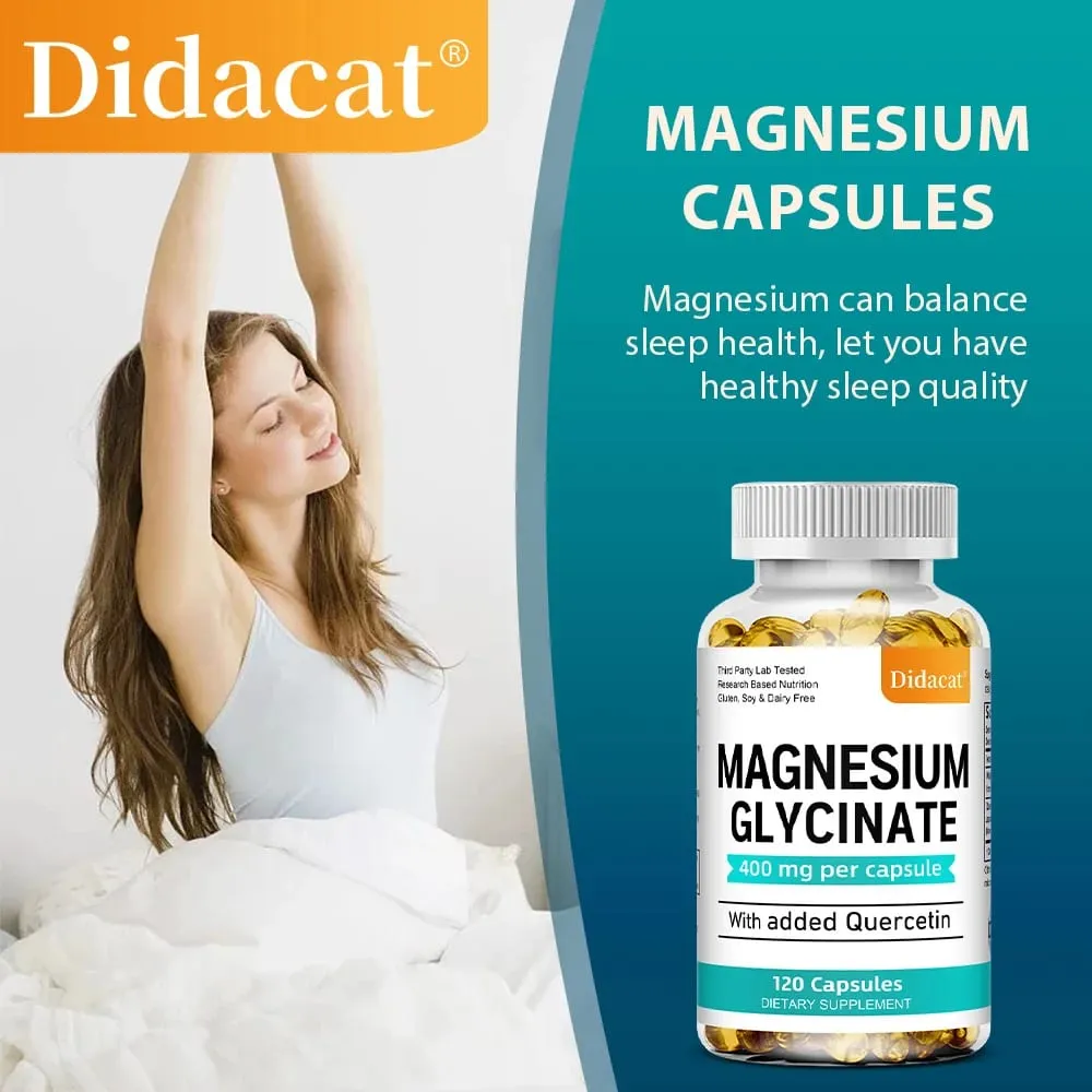 Magnesium Glycinate - with Quercetin Improve Cardiovascular Health Reduce Stress and Promote Healthy Sleep Muscle Growth — image 3