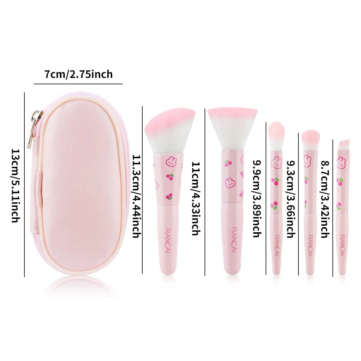 5-delige schattige compacte make-upborstelset met etui Premium borstel voor onberispelijke foundation Blush oogschaduwtoepassing Beauty Tools