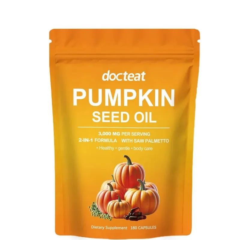 Docteat Pumpkin Seed Oil na may Saw Palmetto Capsules 2-in-1 na Formula para sa Prostate at Bladder Function Support 180 Capsules