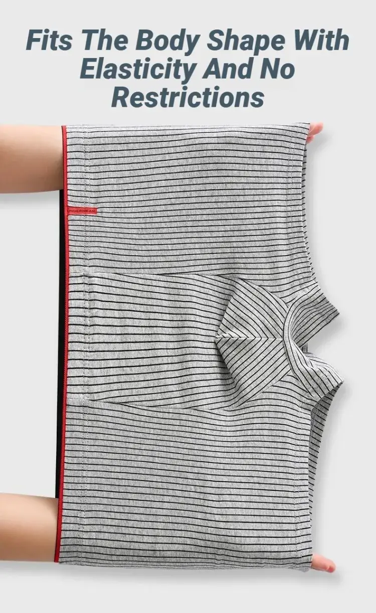 Boxer da uomo intimo morbido, traspirante e confortevole slip a righe personalità alla moda casual boxer larghi mutandine alla moda