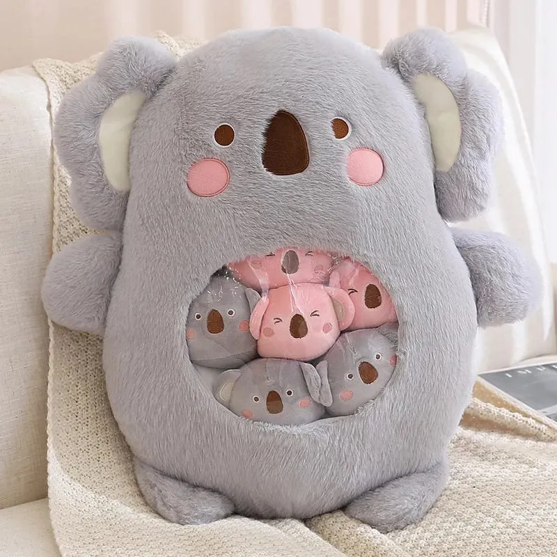 6Pcs Small Toys Inside Cute Panda Koala Rabbit Dinosaur Cartoon Animals Plush Pillow Soft Stuffed Sofa Cushion Homdecor Pillow