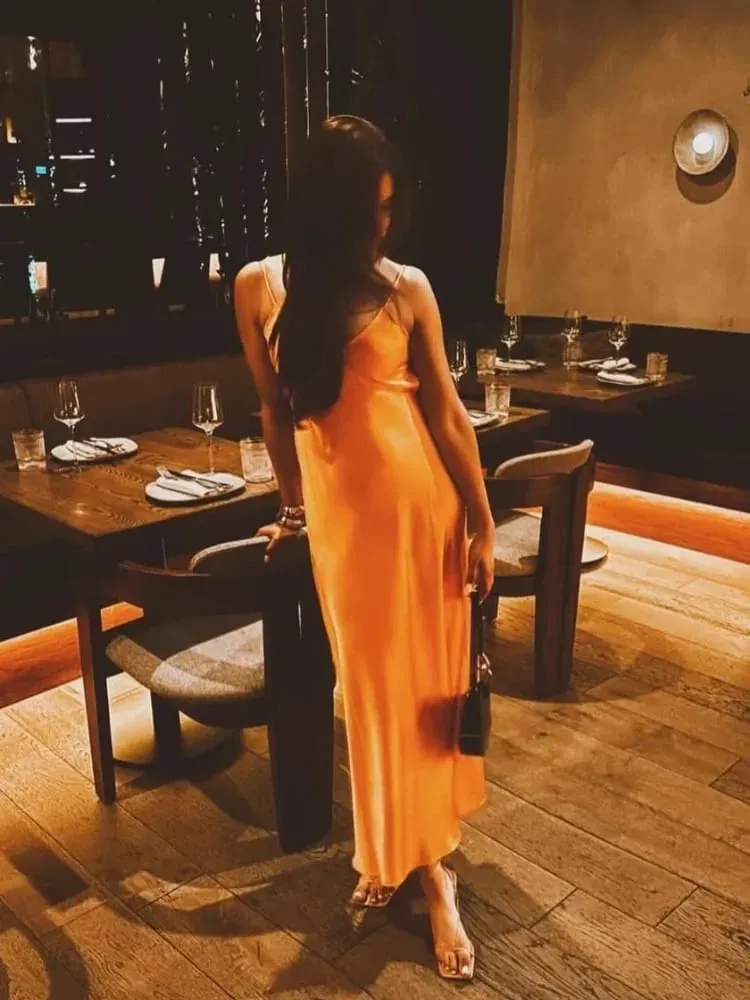 Katı Backless Leke Maxi Elbise kadın Rahat Spagetti Kayışı V Yaka Yüksek Bel Elbiseler 2026 Bayan Yaz Tatil Partisi Törenlerinde