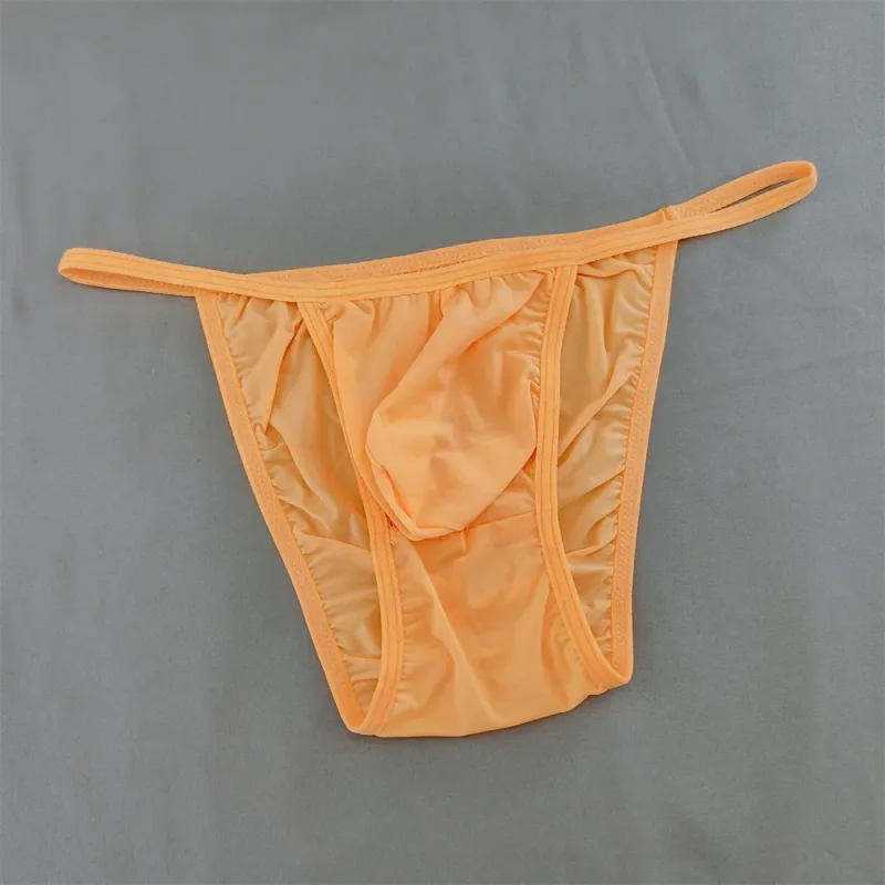 Ice Silk Briefs Men Underwear Solid Color Male Underpants Ultra-Thin Seamless Panties Thin Belt Low Waist