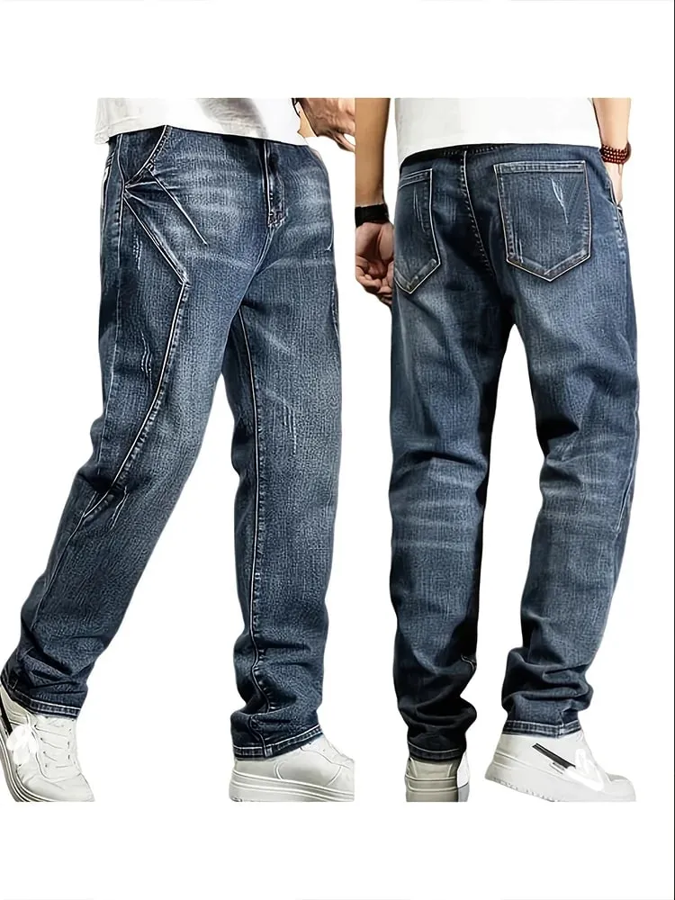 Men's New Straight Leg Stretchable Jeans Casual Pants with Personality Design Comfortable Fit Modern Style — image 11