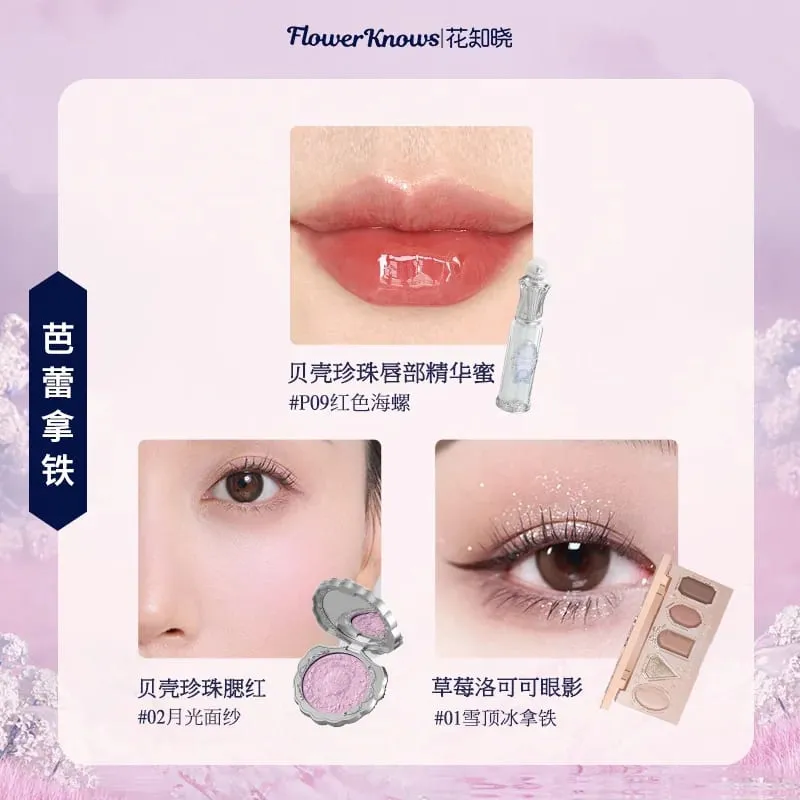 Flowerknows Complete Makeup Gift Set Long-Lasting Lip Glaze Blush & Shimmer Eyeshadow Palette All-in-One Beauty Kit Gift Box