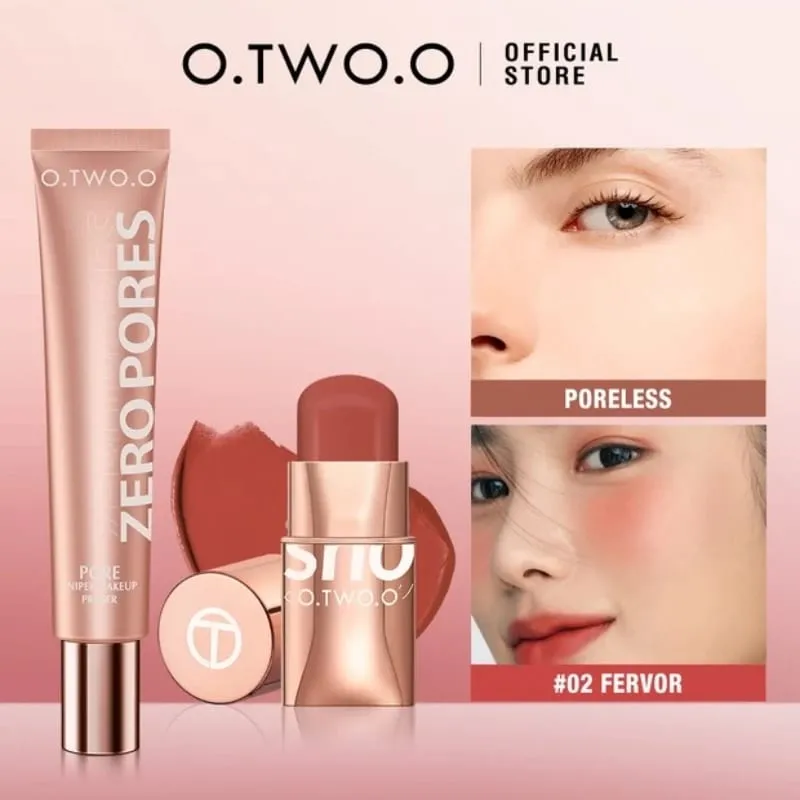 O.TWO.O 2pcs Makeup Set Multi Lipstick Blush Stick Face Primer Makeup Base Oil-Control Waterproof Lightweight Makeup for Women