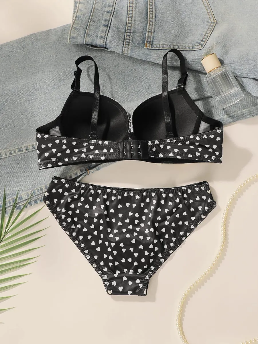 Hot selling 2 sexy printed pattern bras with gathered push ups adjustable shoulder straps underwear set A3122 — image 2