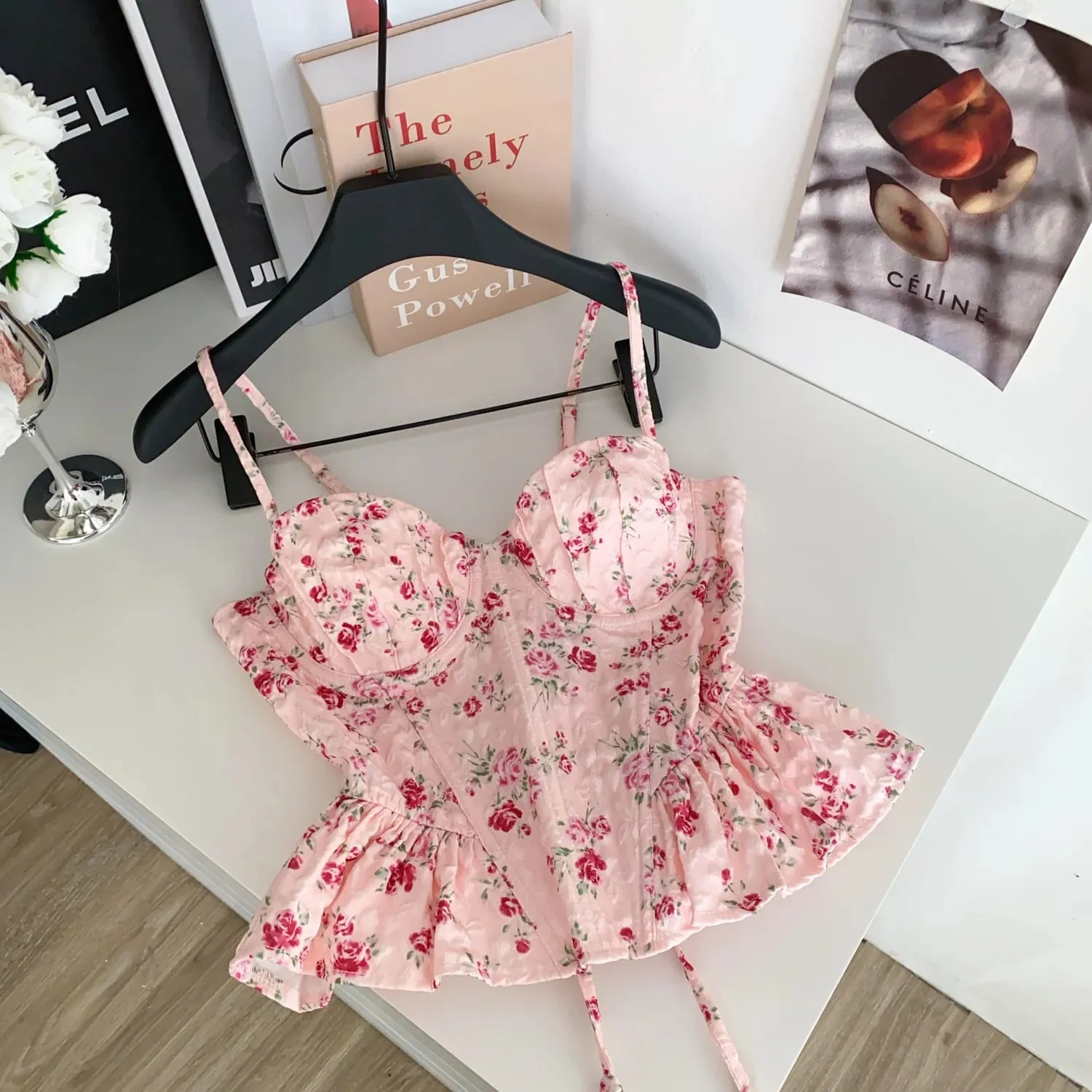 Sexy magro espartilho plissado impressão chique coreano camis regata básica moda fora do ombro roupas femininas de verão