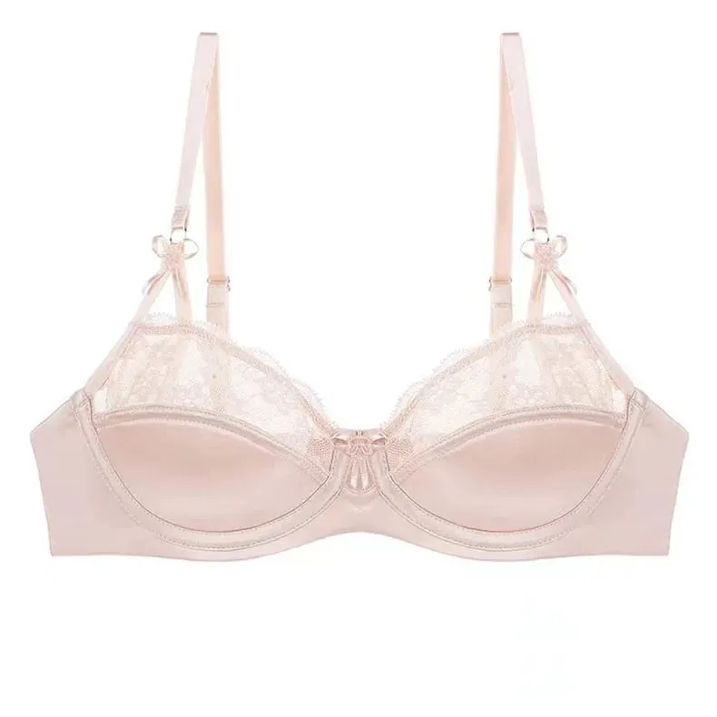 Early Spring Teen Girls Pure Desire Lingerie Set U-Back Soft Support Satin Stitch Lace Comfort Underwear Anti-Sag for Youth