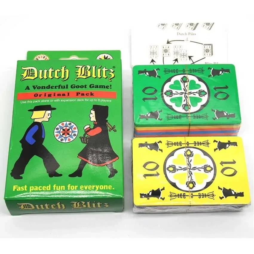 Dutch Blitz Le jeu de cartes original au rythme rapide contient 160 cartes, rapide et facile à apprendre, excellent jeu familial pour tout le monde pour 2 personnes