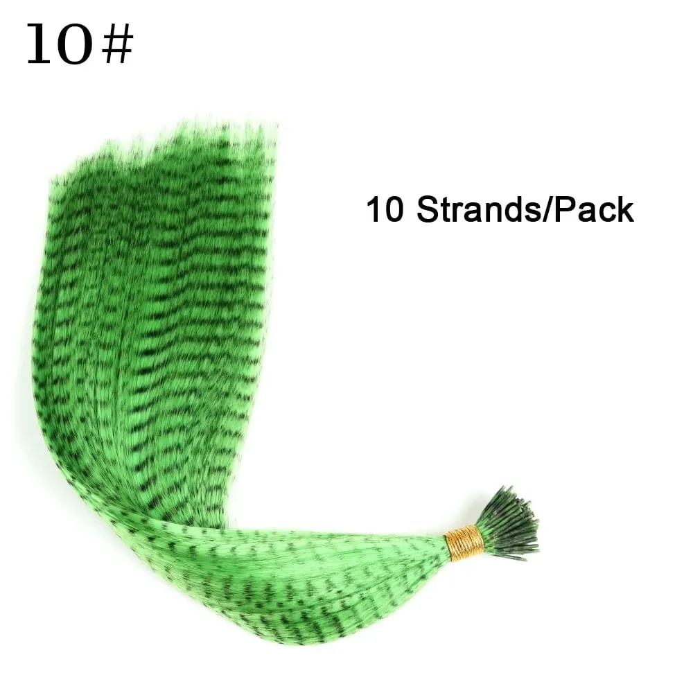 Synthetic Colored I-Tip Faux Feather Hair Extensions 16" 10 Strands/Pack Women's Heat Resistant Fiber Wig Accessories
