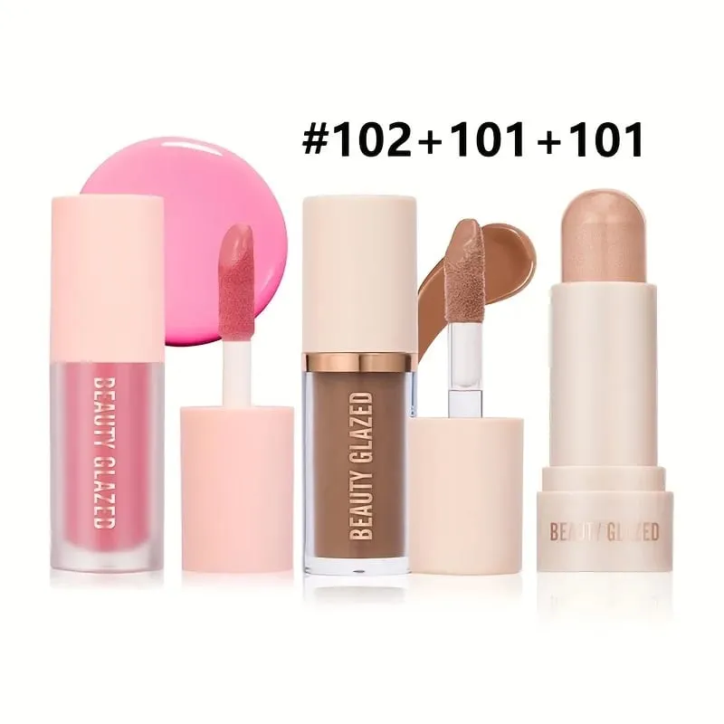 3pcs Face Highly Pigmented Liquid Contour Makeup Set Long Lasting Natural Contour Contouring Bronzer (Contour+Blush+Highlighter) — image 7