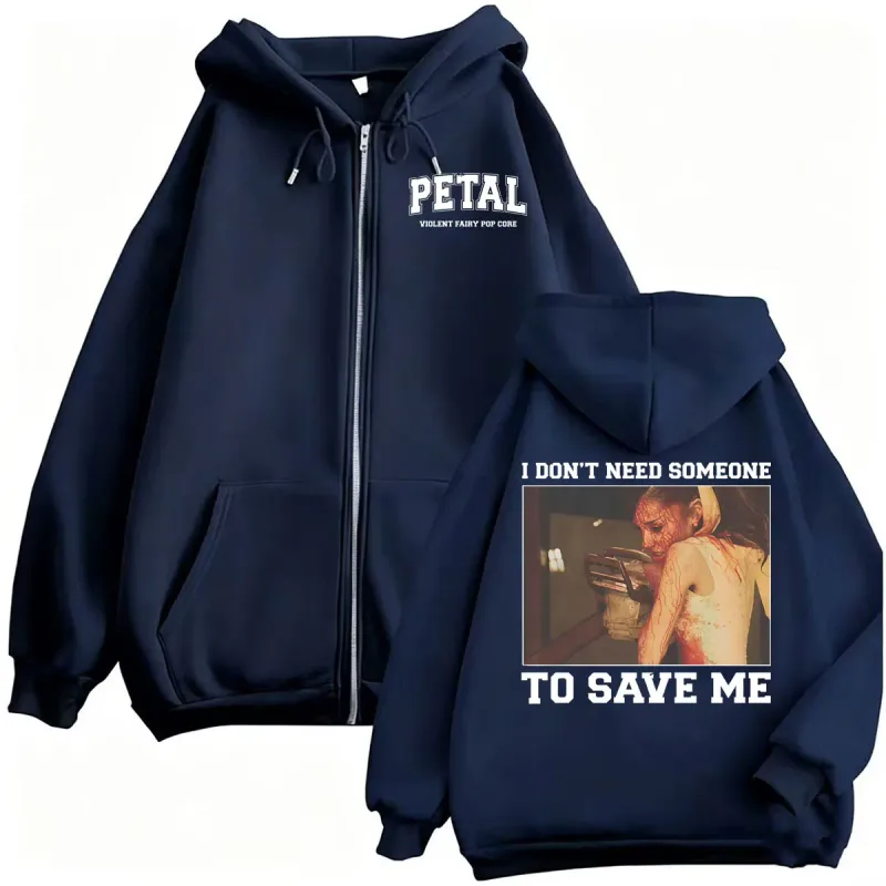 Ariana Grande Petal Core I Don't Need Someone To Save Veste Sweatshirts Manteaux Hommes Femmes Casual Confortable Haute Qualité Zipper Hoodies