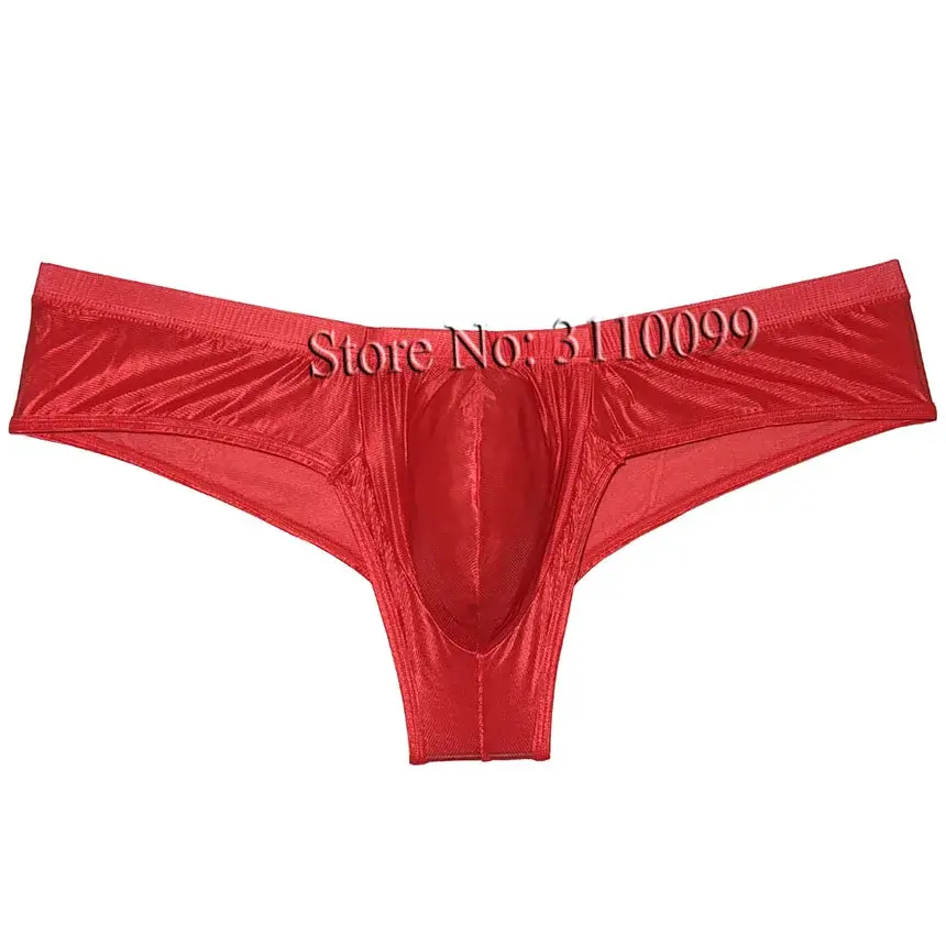 Men's Shiny Silk Mini Bikini Boxer Briefs Underwear Enhance Pouch Bikini Boxers