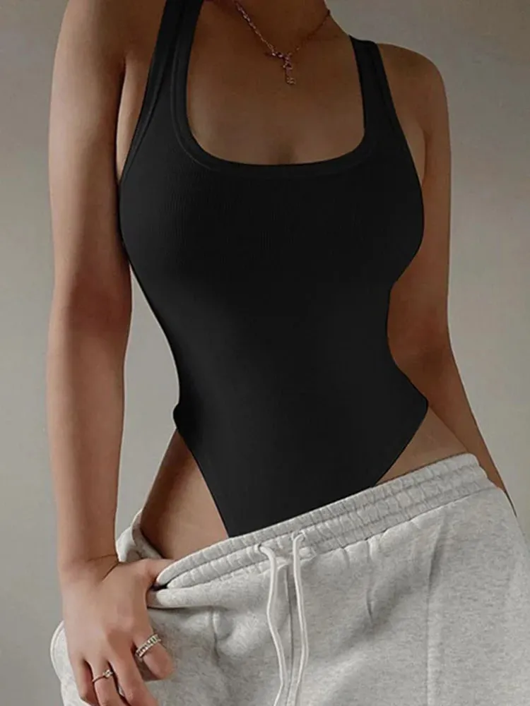 Sleeveless Knit Bodysuit 2025 Hot Summer Sexy Bodycon Off Shoulder Halter Tops Casual Street Bodice For Women ClubWear