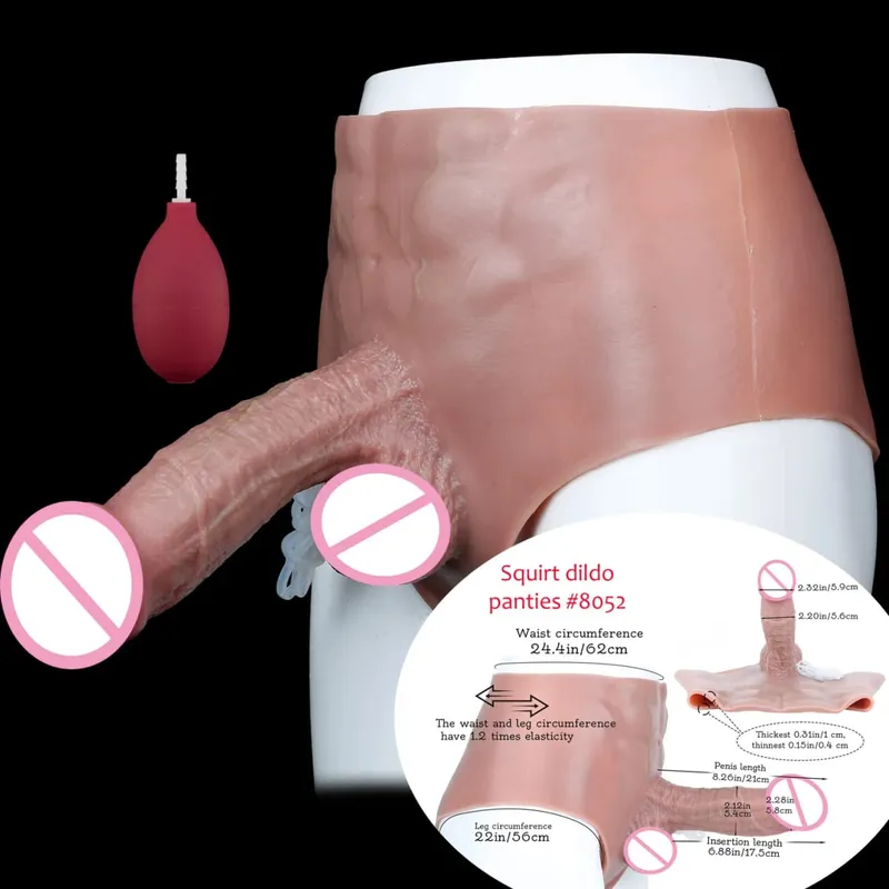 Black Nude Strapon Big Realistic Ejaculation Dildo Silicone Squirting Panties With Simulated Solid Penis Sex Toy For Women — image 37