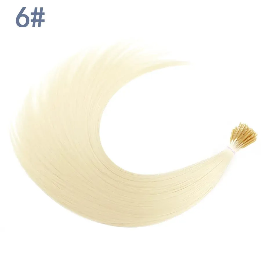 50 Strands/Pack Synthetic Colored I-Tip Stick Hair Extensions Straight Hair 16 Inch For Women High Temperature Fiber Hairpieces