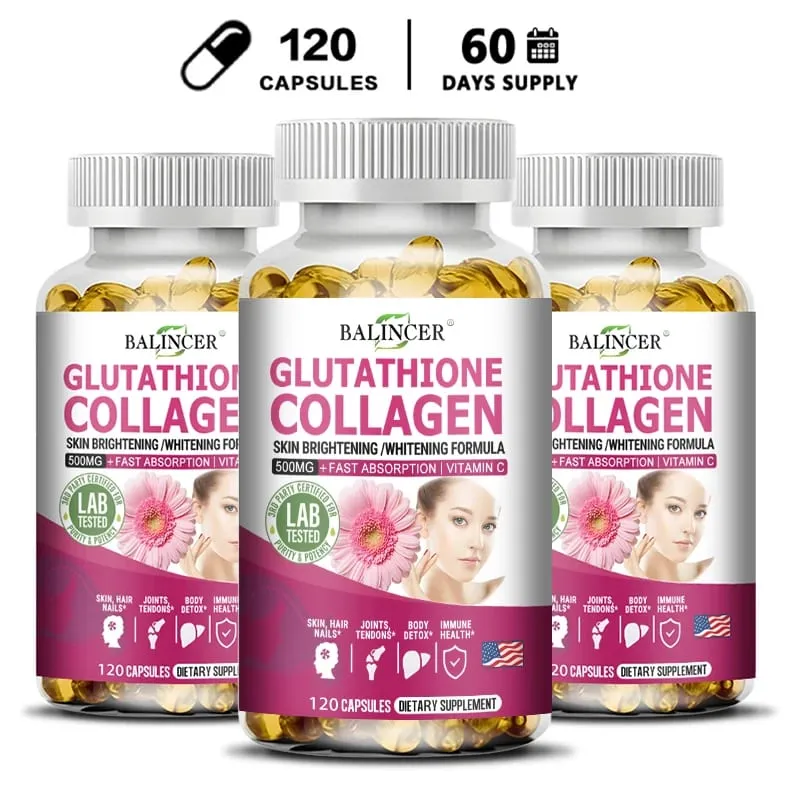Glutathione Supplements - Collagen Booster Antioxidant Support Liver Detoxification Skin Whitening and Brightening