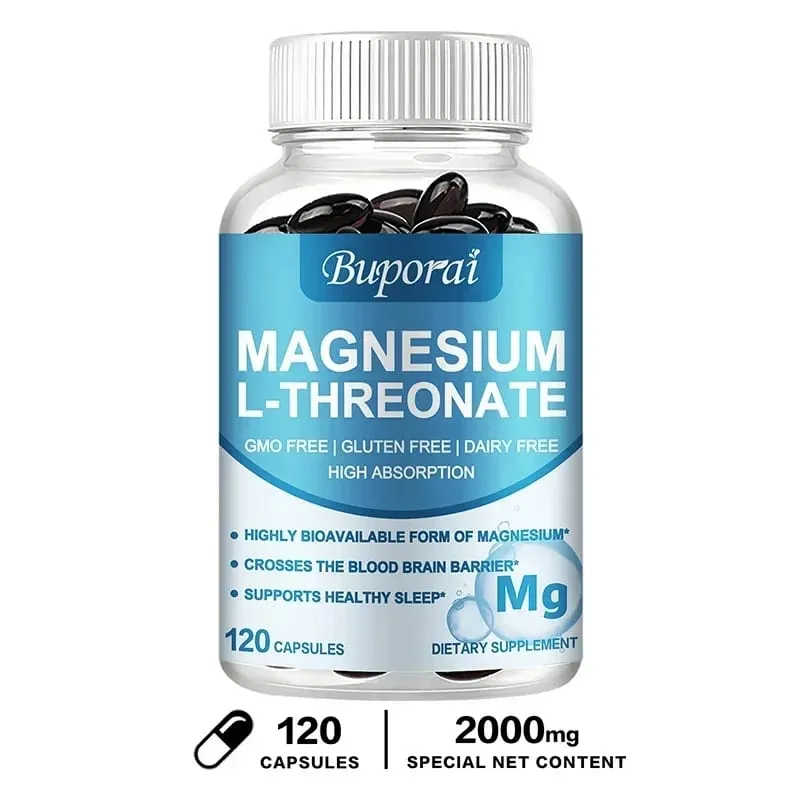 Magnesium L Threonate - Focus and Memory Enhancer Supports Nerve Function Muscle Strength Bone and Joint Health