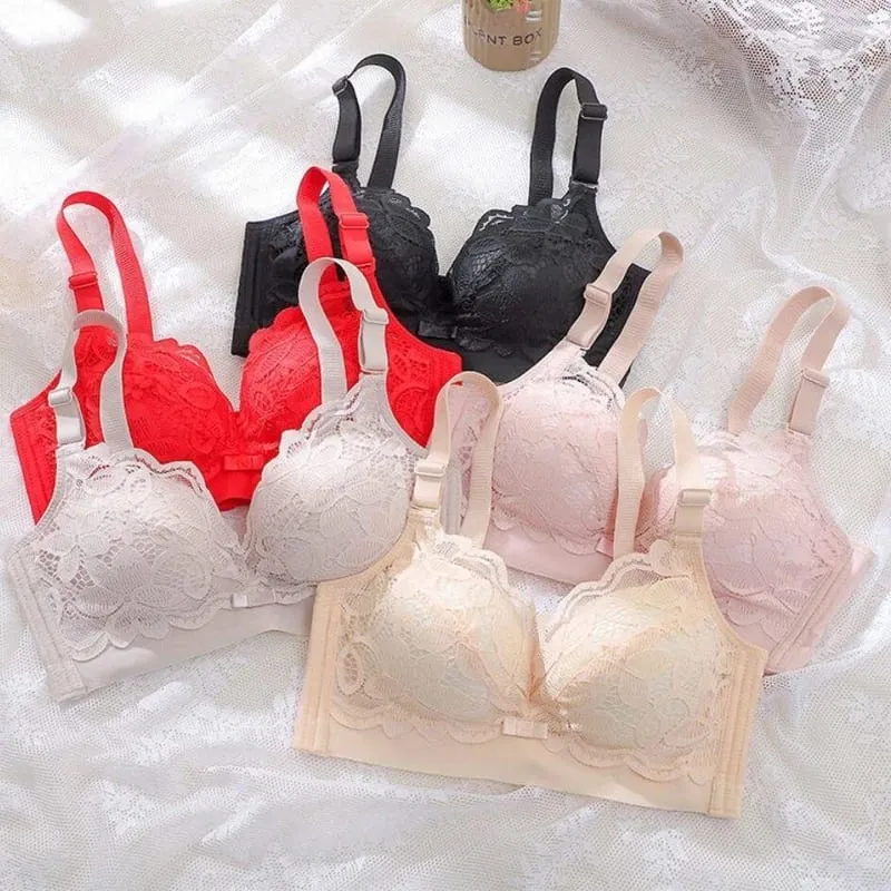 12 ซม.หนา Push Up Bra ไร้สายรวบรวม Bra สำหรับหน้าอกเล็กเซ็กซี่ Natural Lift