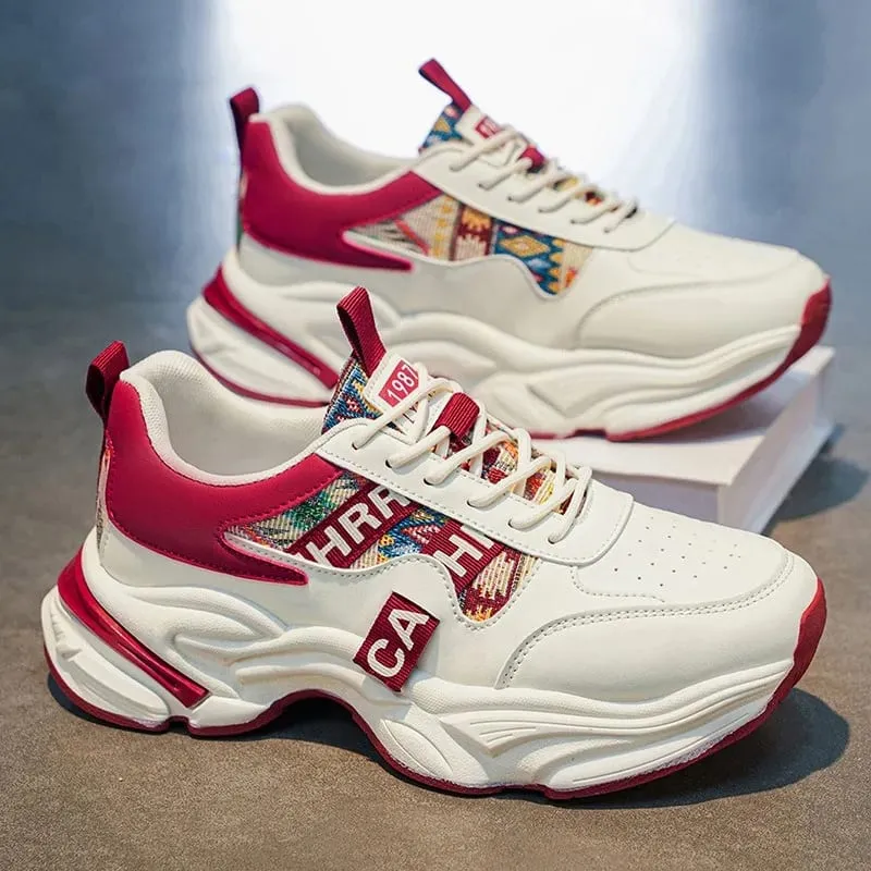 2026 Men Korean High Top Sneakers Spring Breathable Anti Slip Platform Running Shoes Outdoor Wear-resistant Running Sports Shoes