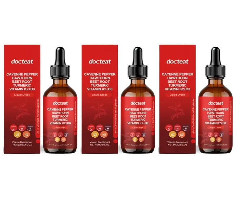 Docteat Vitamin Drops K2 + D3 Liquid Supplement with Cayenne Pepper and Hawthorn Helps Maintain Good Health 60 ML