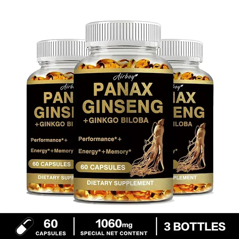 Panax Ginseng + Ginkgo Biloba - Immune Support Enhance Physical Performance Improve Memory and Maintain Overall Health