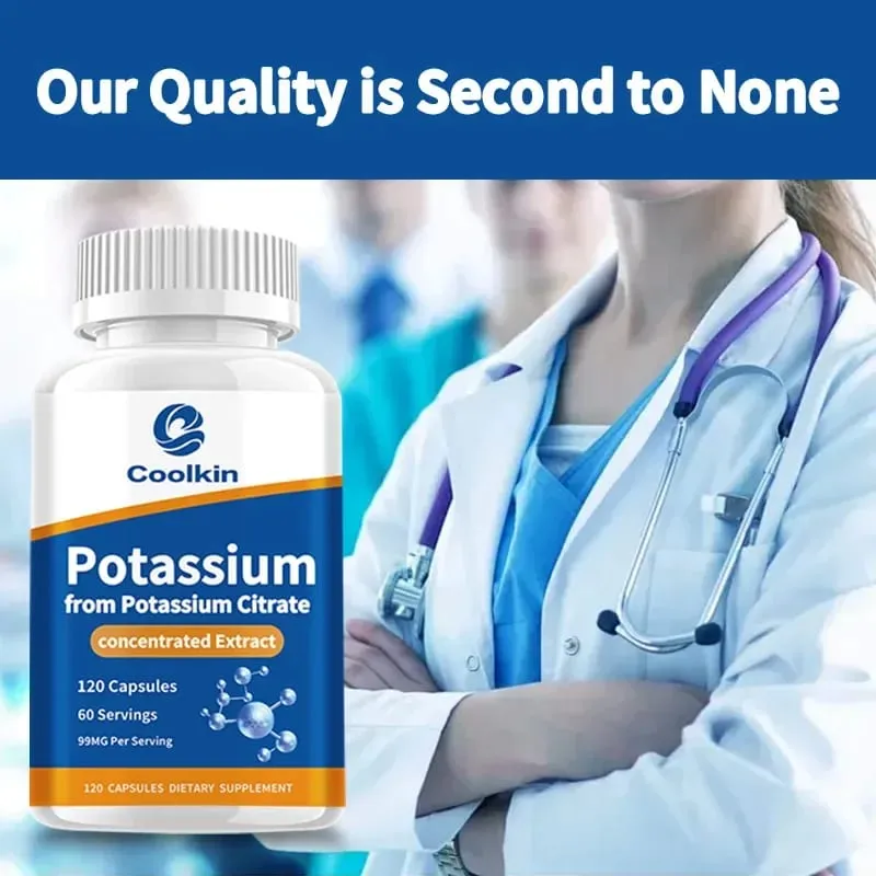 Citrate de potassium naturel – Soutient l'équilibre électrolytique et le pH normal Supplément de potassium absorbable sans OGM et sans gluten