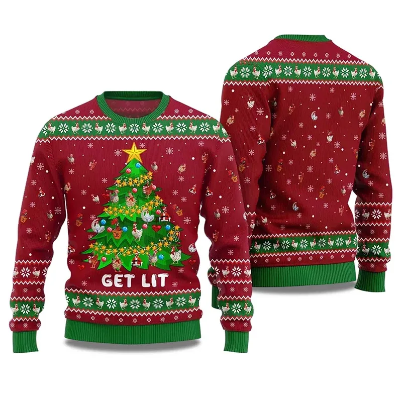 Jingle My Bells Sweter Natal Jelek untuk Pria Sweter Pulover Santa Klaus Gambar Cetak Pesta Bir Sweter Pola Alpaca Manusia Salju