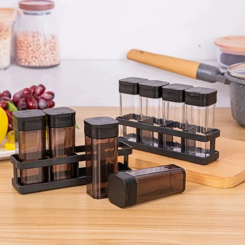 Spice Organizer Set 4-in-1 - Stackable Kitchen Bottles Airtight Lids for Salt Pepper Baking Countertop Space Saver Jars — image 3