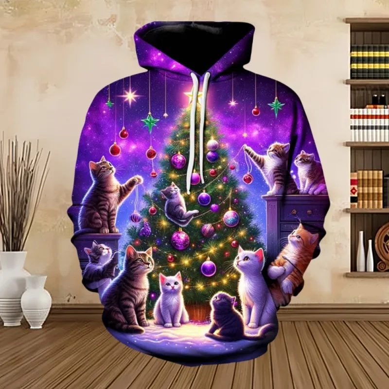 2025 Merry Christmas Graphic Sweatshirts Tree Pullover Hoodies for Men Clothes Santa Claus Hoody Snowman Sweatshirts Unisex Top — image 12