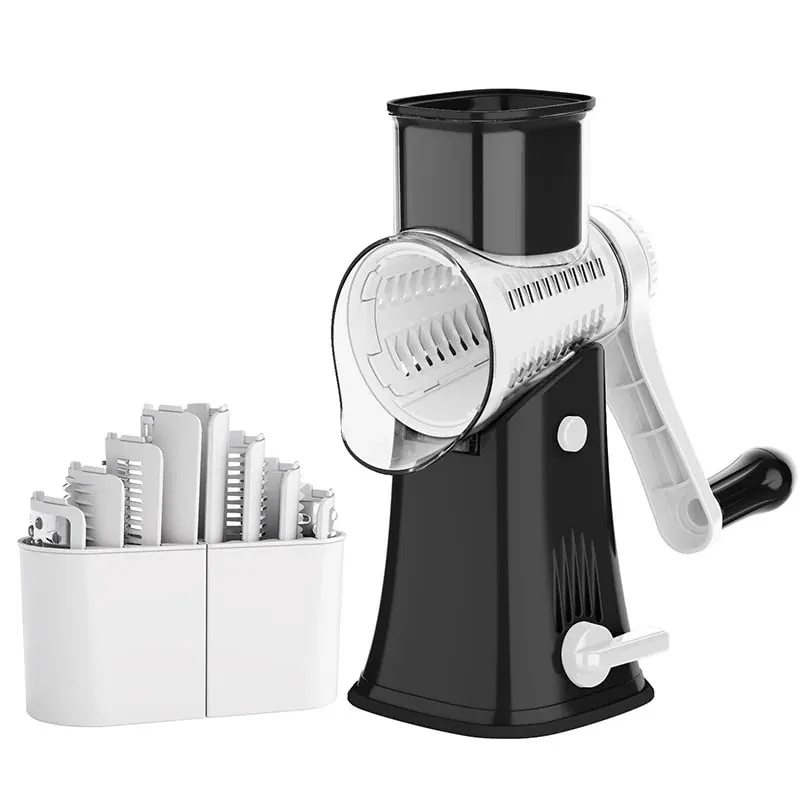 5 in 1 Rotary Cheese Grater Shredder Kitchen Mandoline Vegetable Julienne Slicer Waffle Cutter Nut Chopper JT247