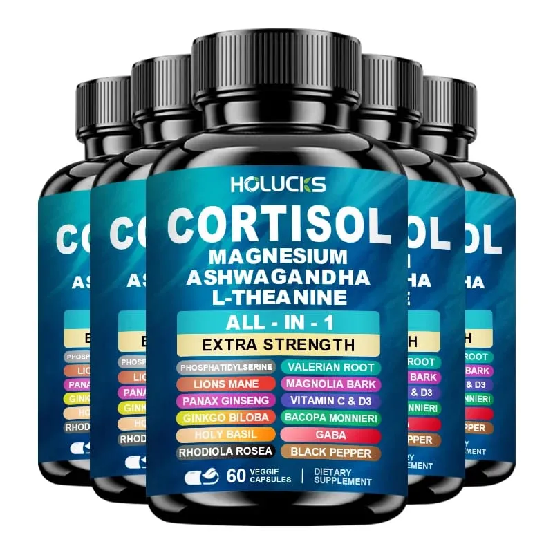 Advanced Cortisol Supplement with Vitamin D3 for Stress Management & Mood Anxiety Relief & Sleep Quality Overall Wellbeing