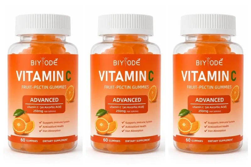 Vitamin C Gummies 250mg with Vitamins A and E Orange Fruit Pectin Chewables 60 Count Daily Nutrition for Adults Men & Women